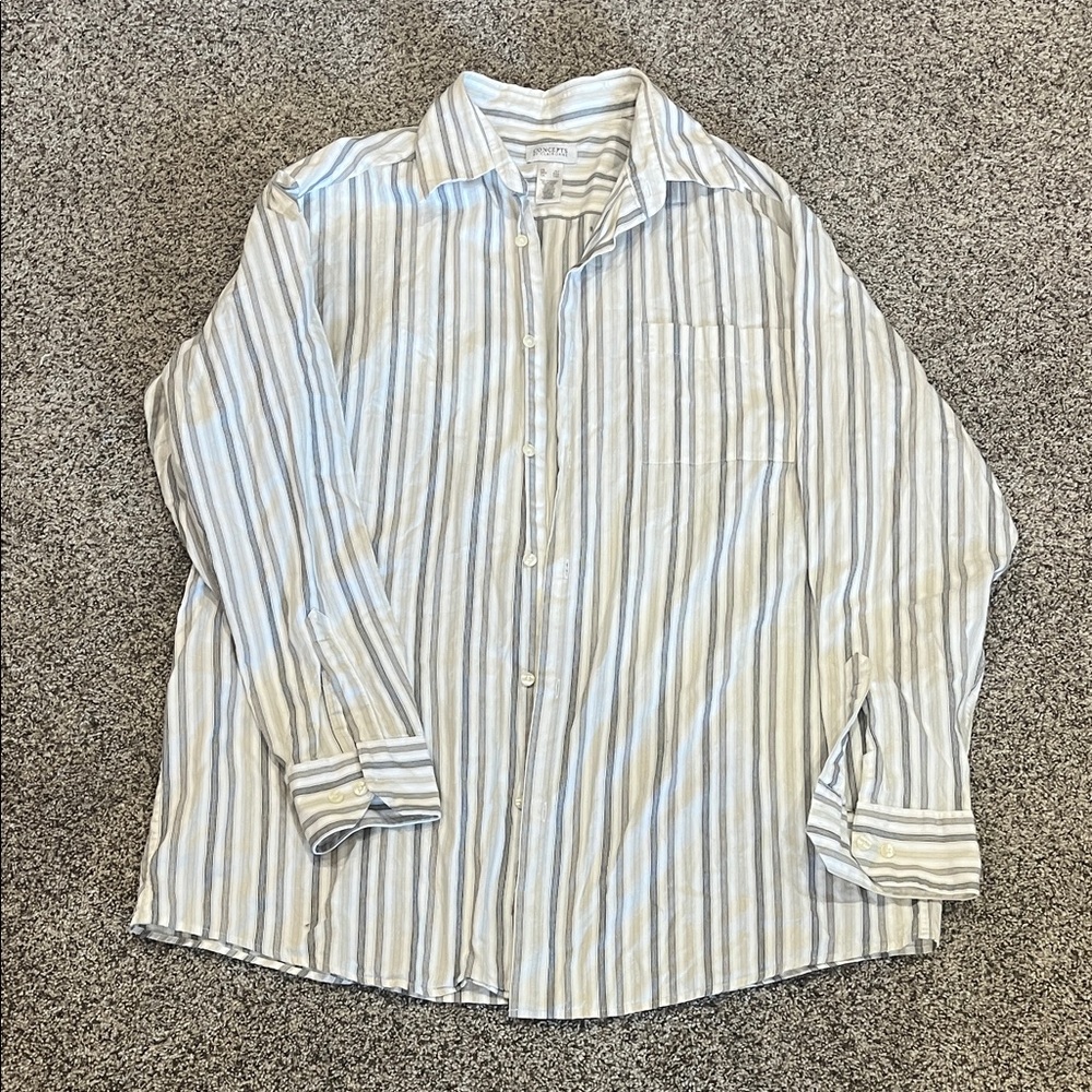 Men's Light Blue Striped Button Down Shirt